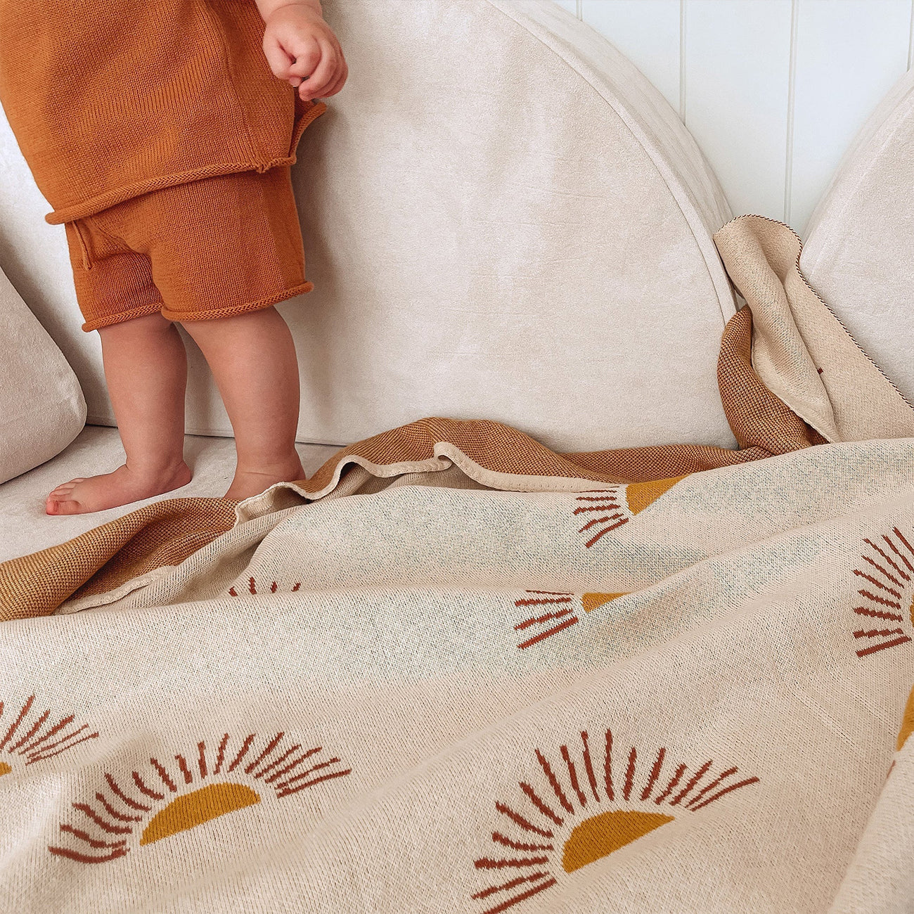 Cotton Baby Blanket - Cream Suns