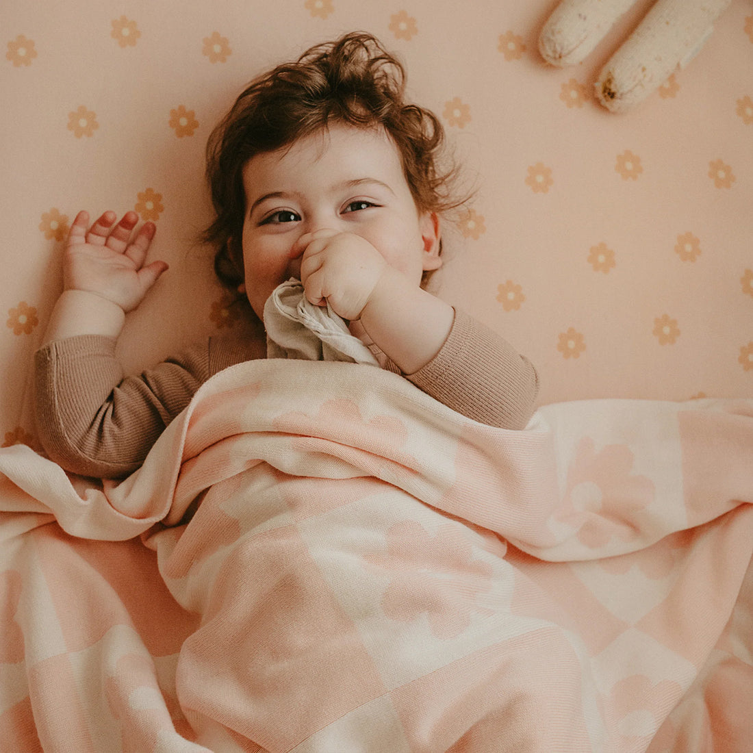 Cotton Baby Blanket - Daisy Grid