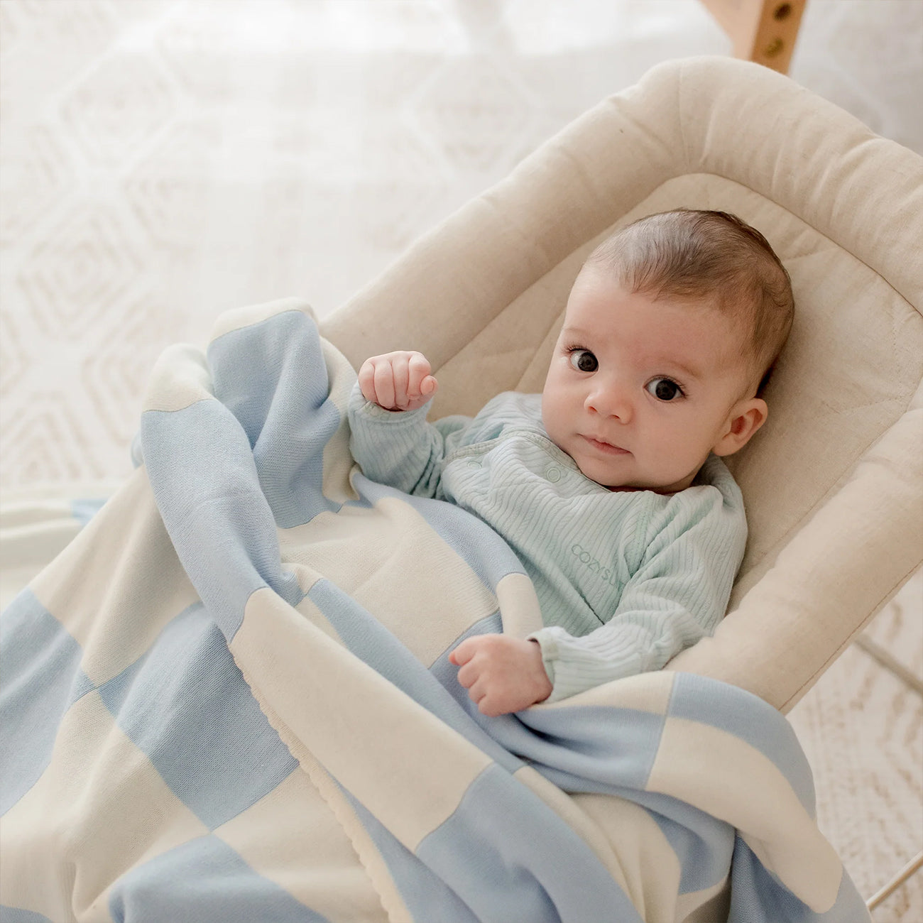 Cotton Baby Blanket - Reversible Powder Check