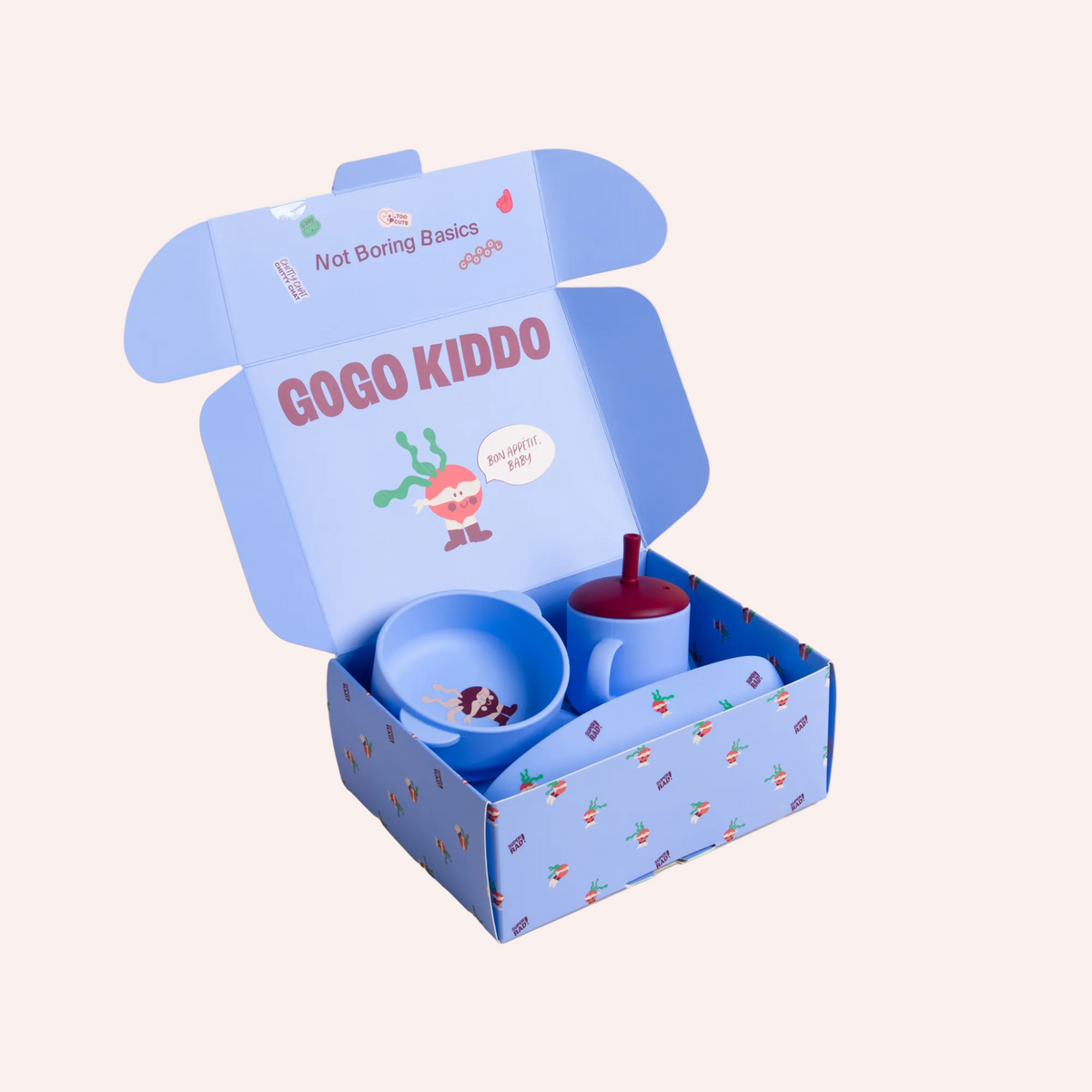 Fun Firsts Feeding Set Silicone - Super Rad Periwinkle Blue