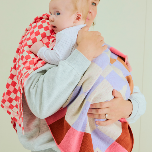 Cosy Baby Blanket - Check Berry