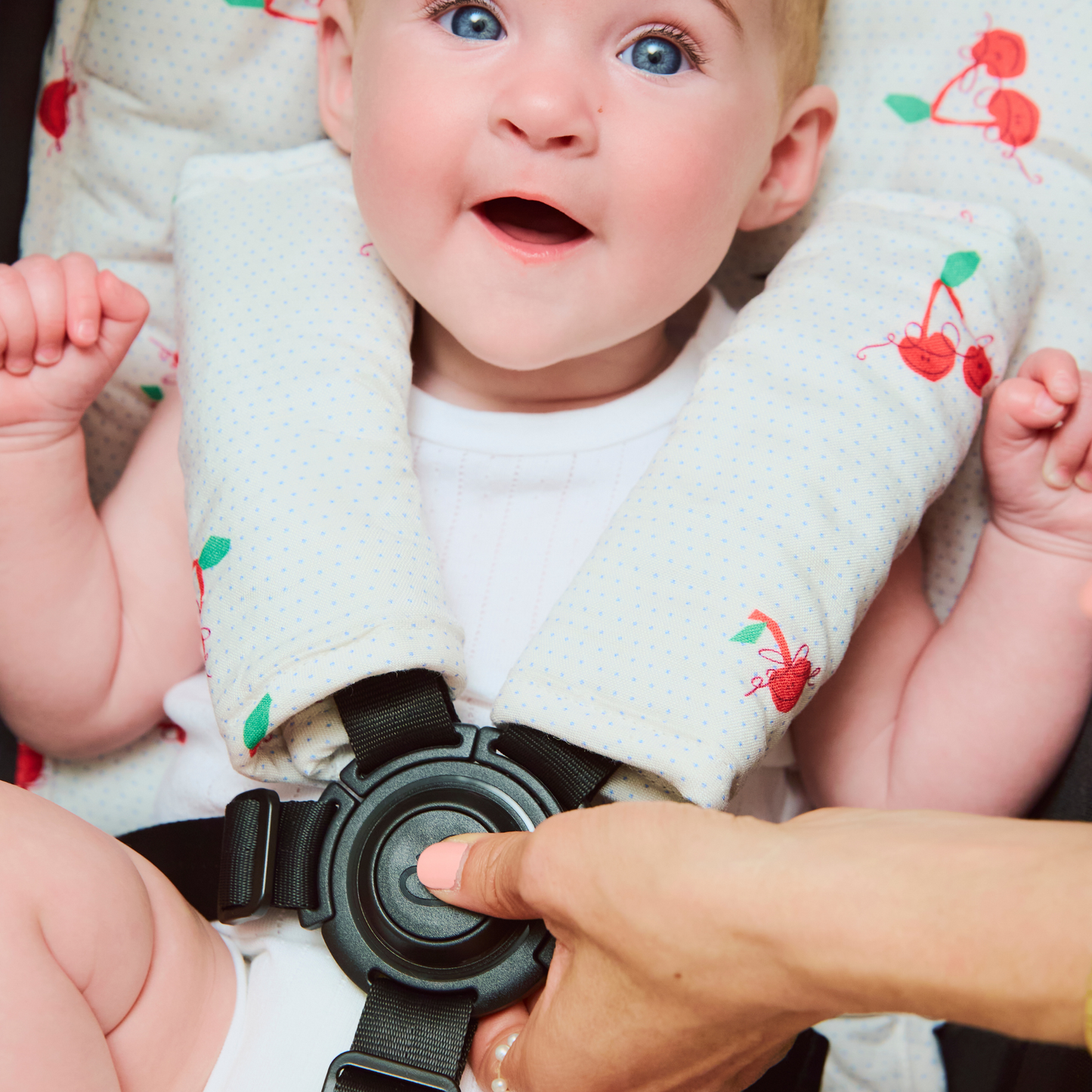 Cosy Pram Liner and Harness Protector - Cherry Chic