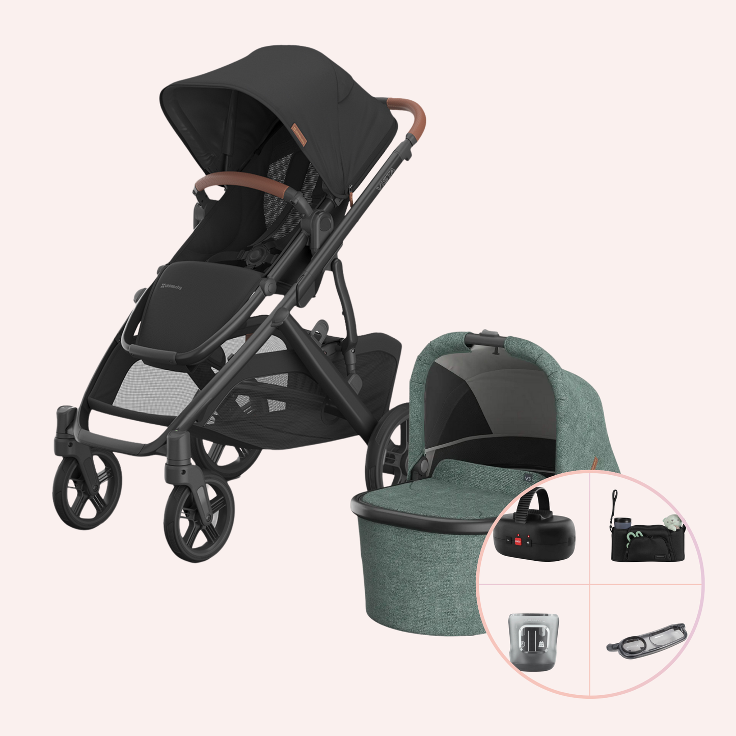UPPAbaby VISTA V3 Bassinet and Seat Pram - Nori