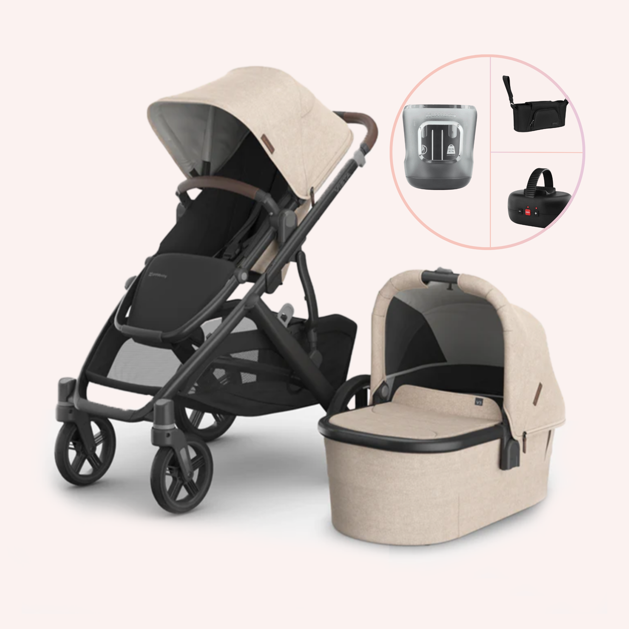 UPPAbaby VISTA V3 Bassinet and Seat Pram - Oat Melange (Liam)