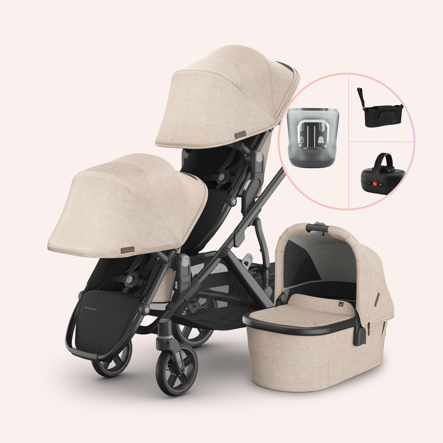 UPPAbaby VISTA V3 Double Pram - Oat Melange (Liam)