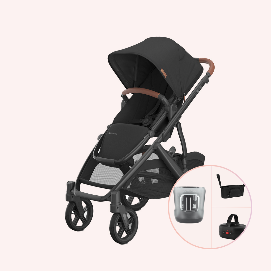 UPPAbaby VISTA V3 Pram with No Bassinet - Charcoal/Saddle (Nori)