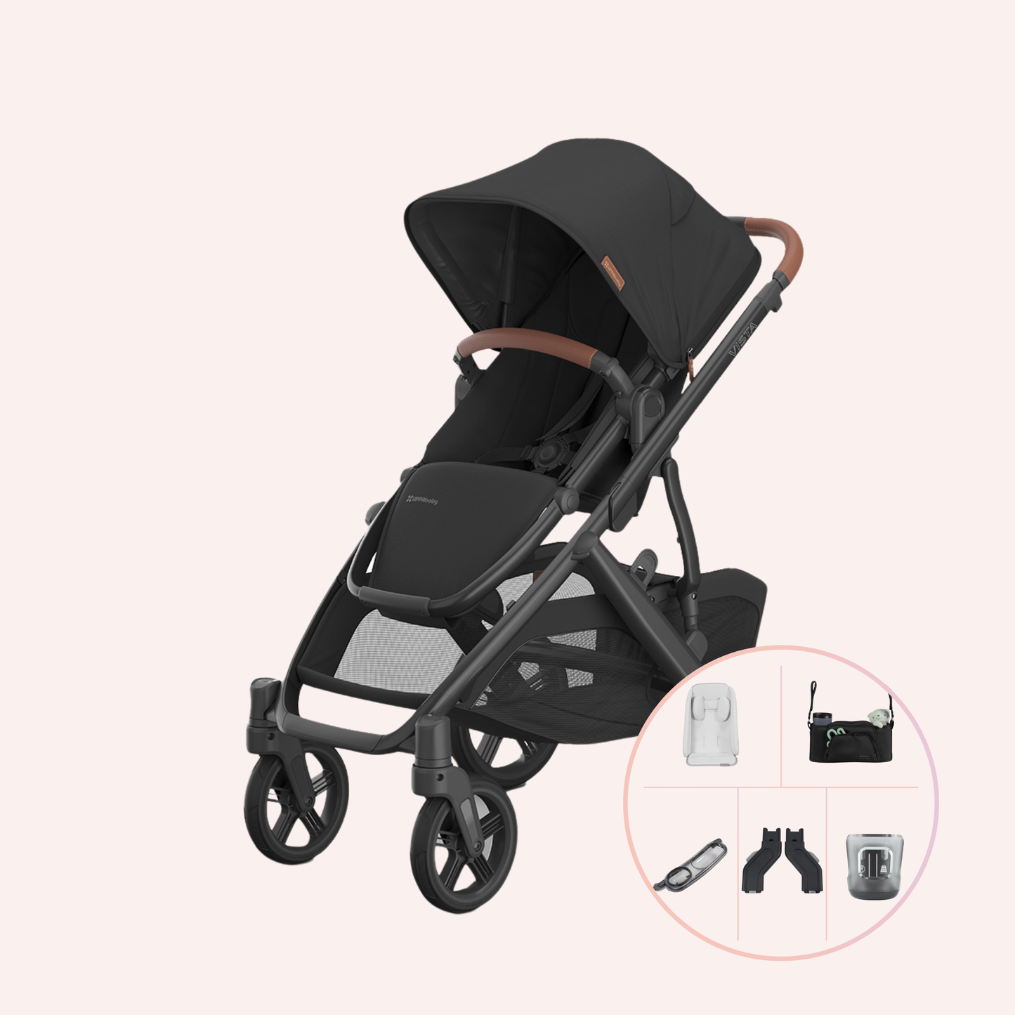 UPPAbaby VISTA V3 Pram with No Bassinet - Charcoal/Saddle (Nori)