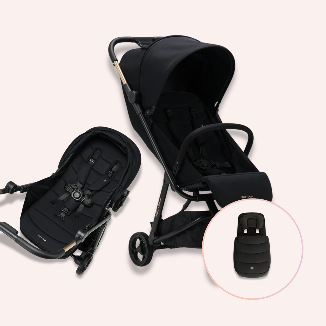 Milly and Coup Pixi Newborn Parent Facing Pack - Black