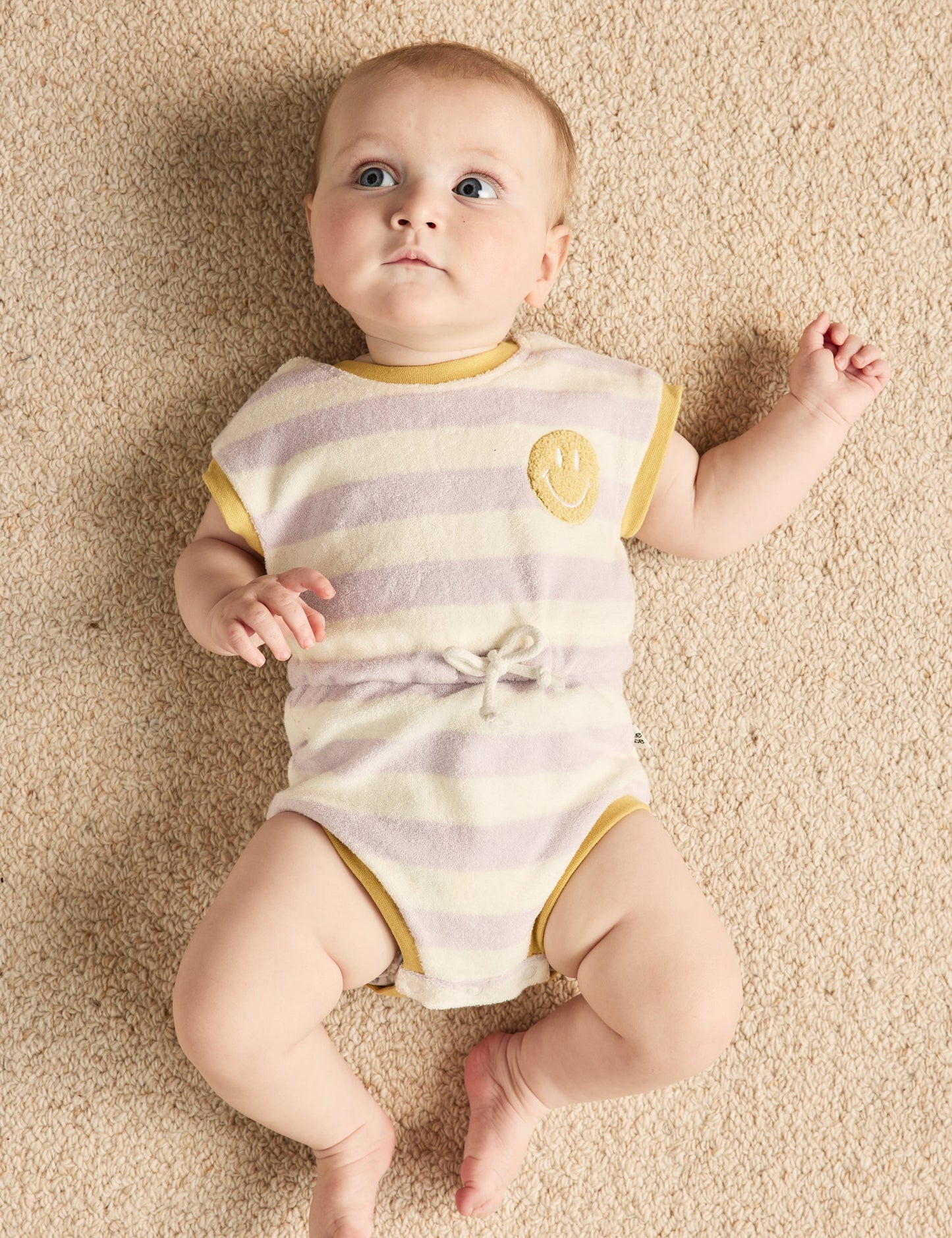 Smiley Baby Terry Towelling Romper - Lavender