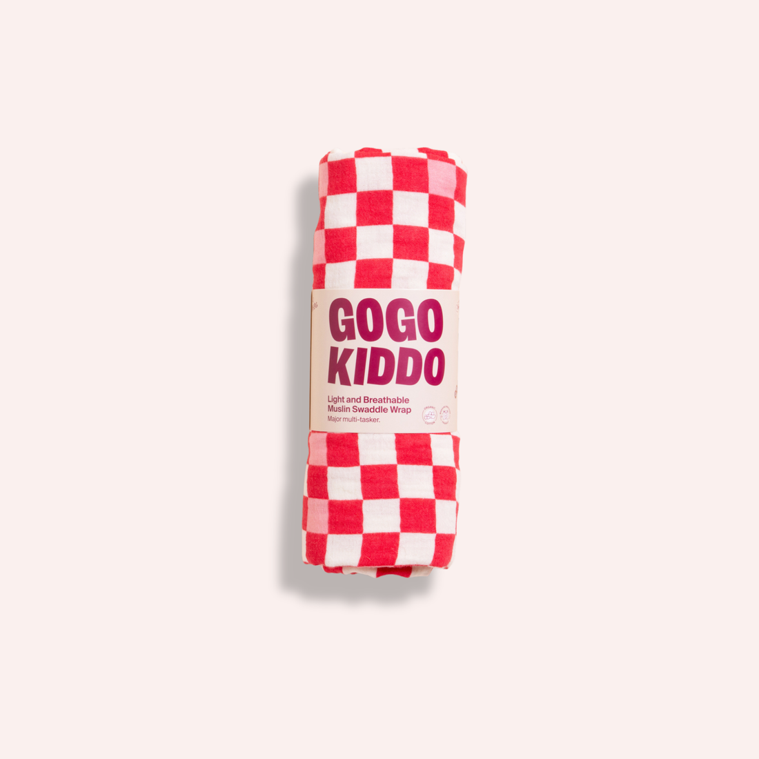 Light and Breathable Muslin Swaddle Wrap - Pink Check