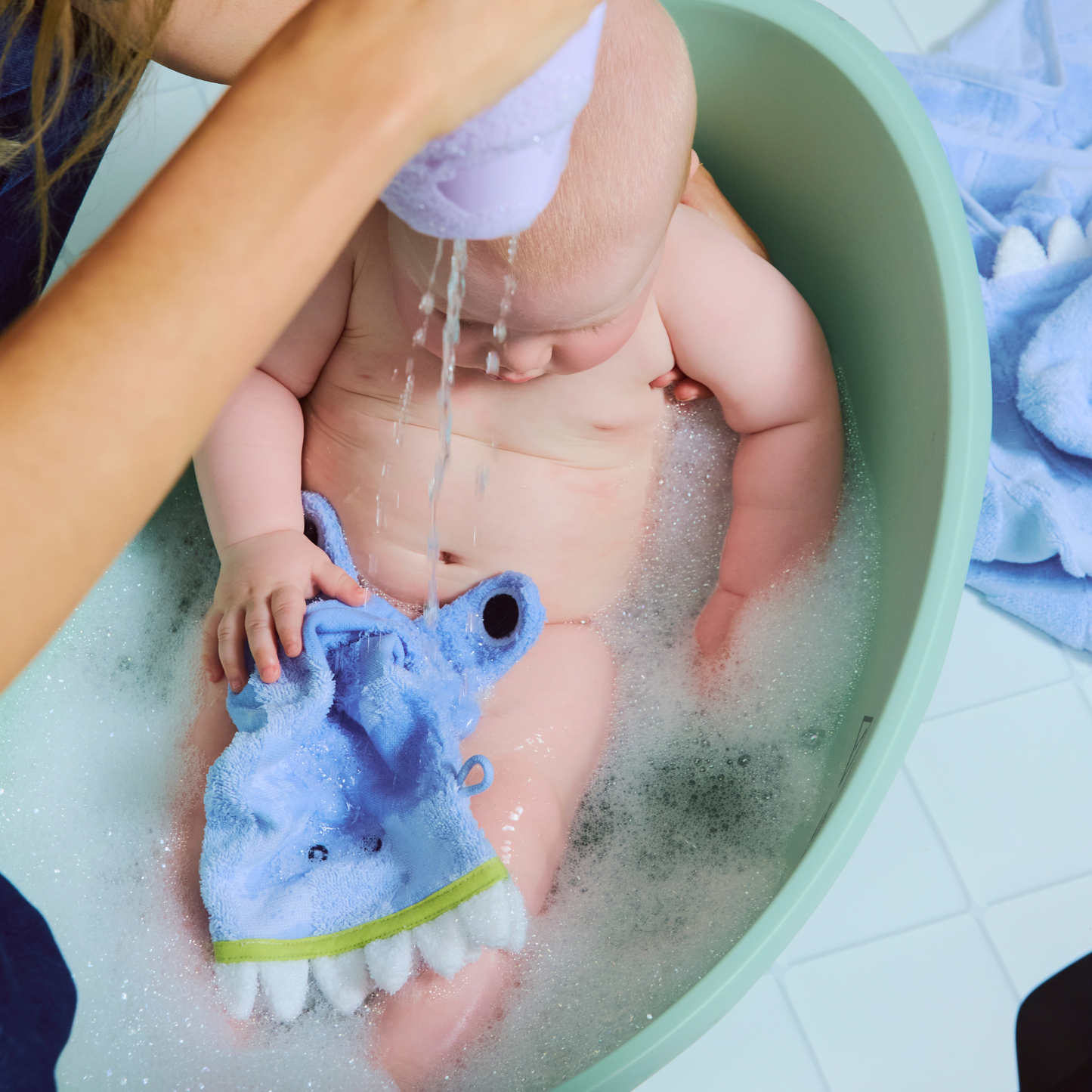 Super Soft Friendly Wash Mitt Duo - Shark Periwinkle