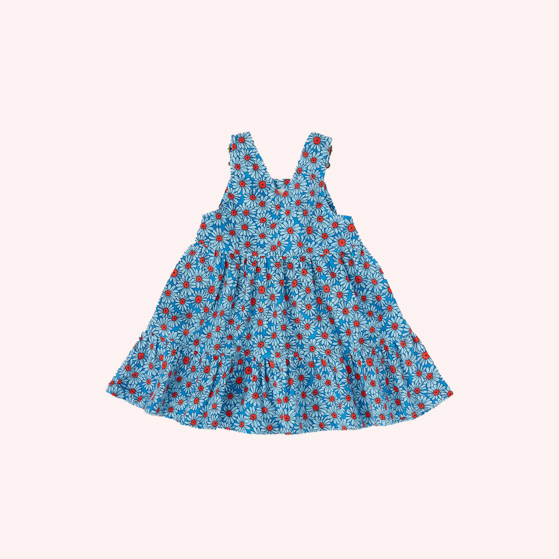 Dixie Daisy Tiered Corduroy Pinafore Dress - Blue Red