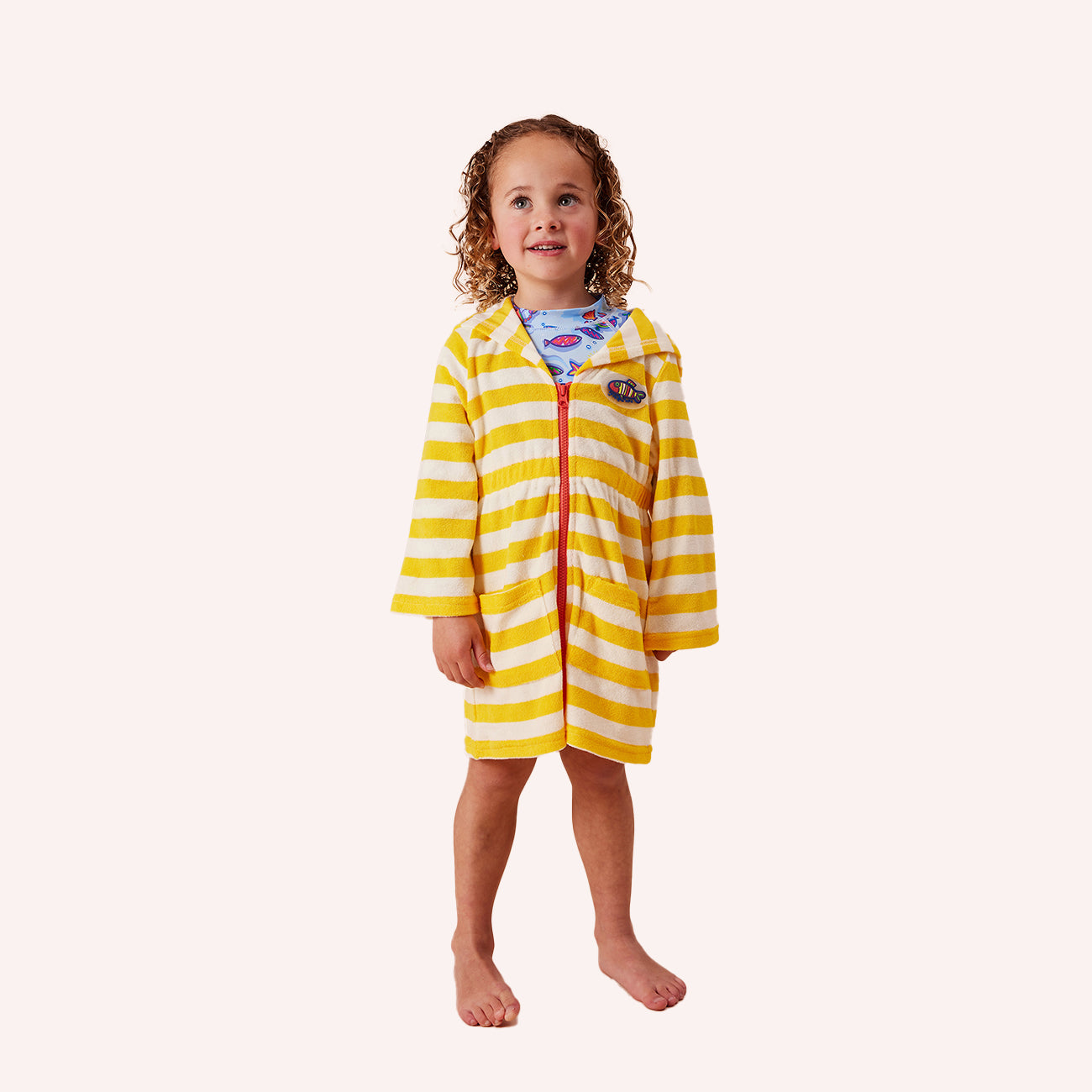 Terry Towelling Cover Up - Lemon Yellow Stripe