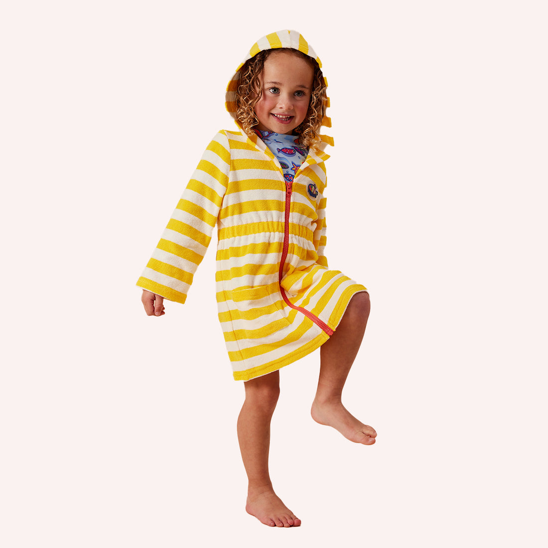 Terry Towelling Cover Up - Lemon Yellow Stripe