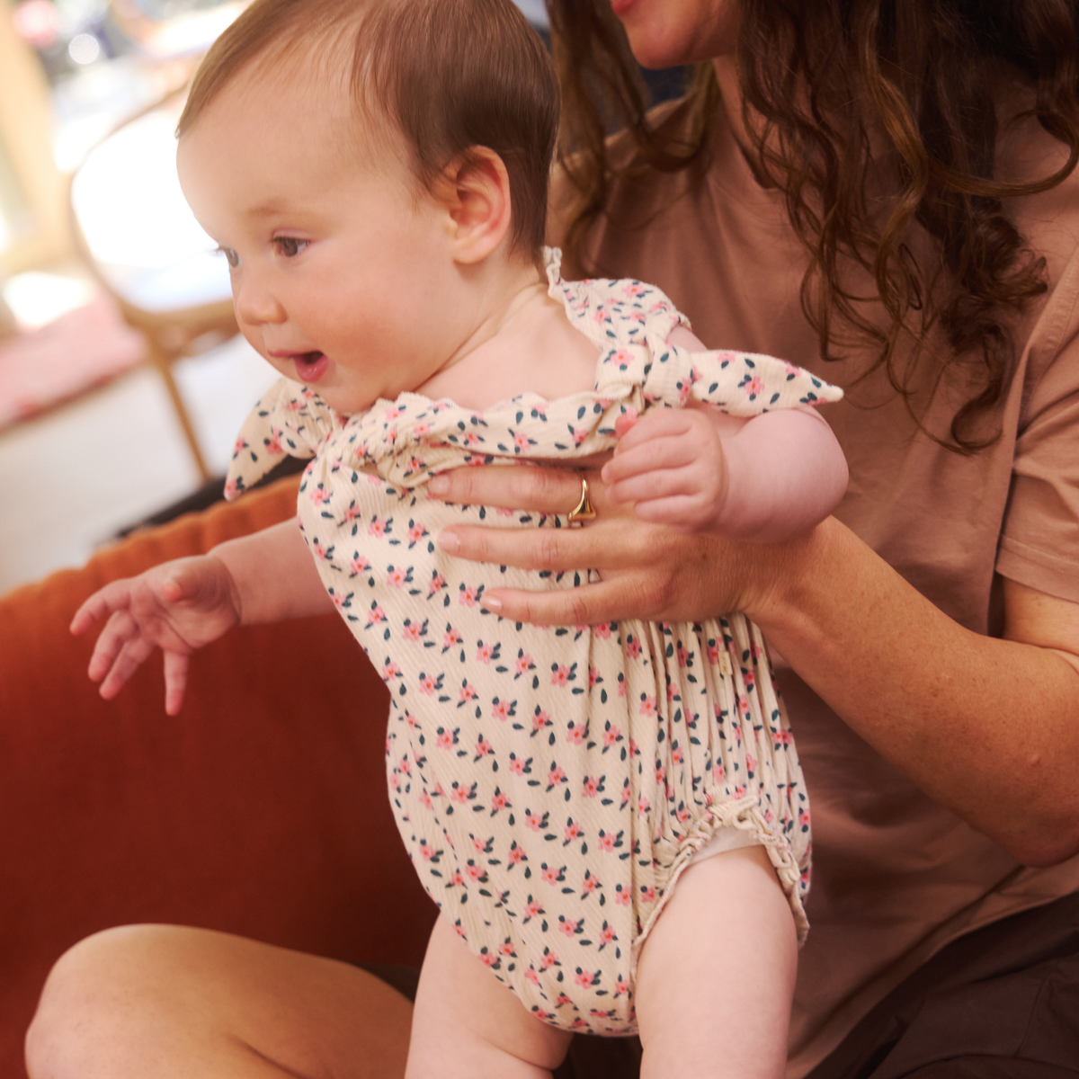 Organic Crinkle Tie Playsuit - Little Blossom
