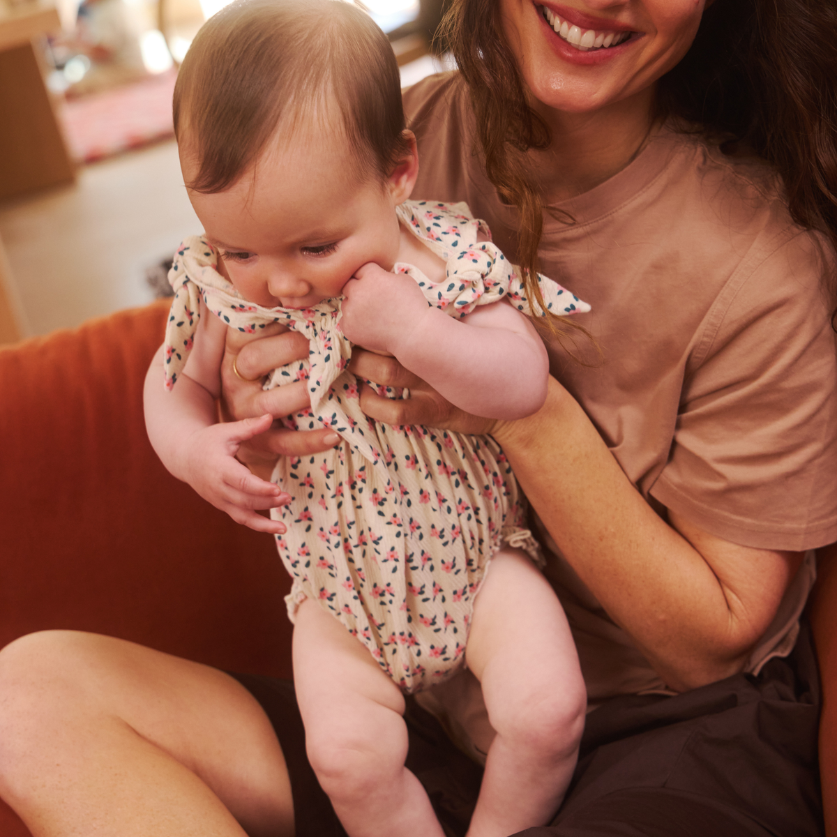 Organic Crinkle Tie Playsuit - Little Blossom