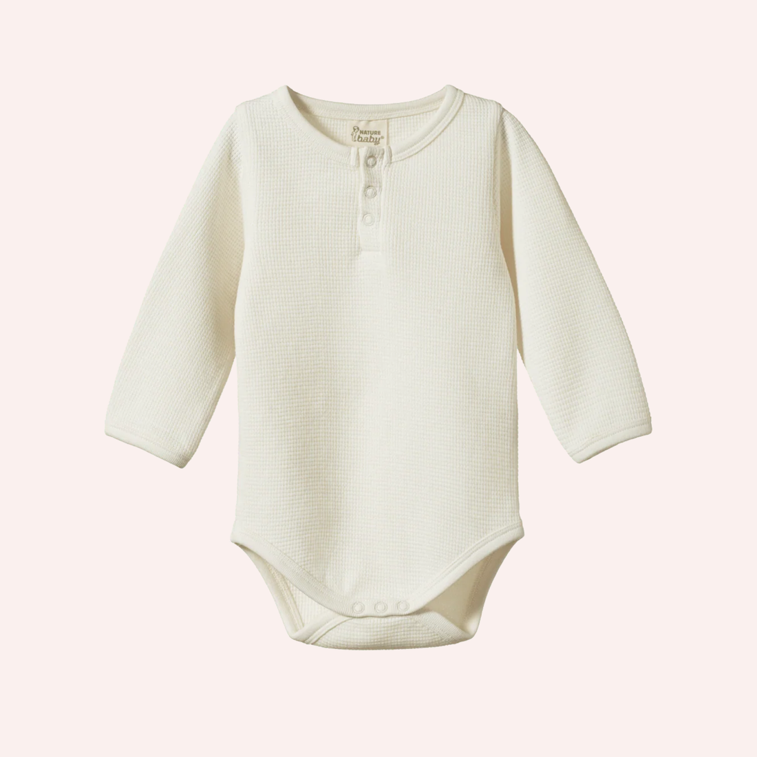 Henley Long Sleeve Bodysuit Waffle - Natural