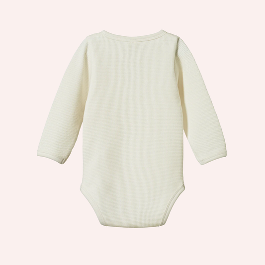 Henley Long Sleeve Bodysuit Waffle - Natural