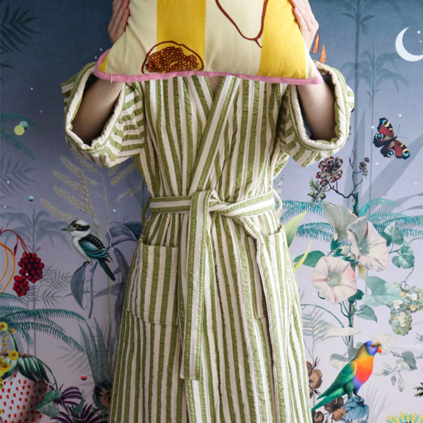 Seersucker Stripe Quilted Robe  by Mosey Me