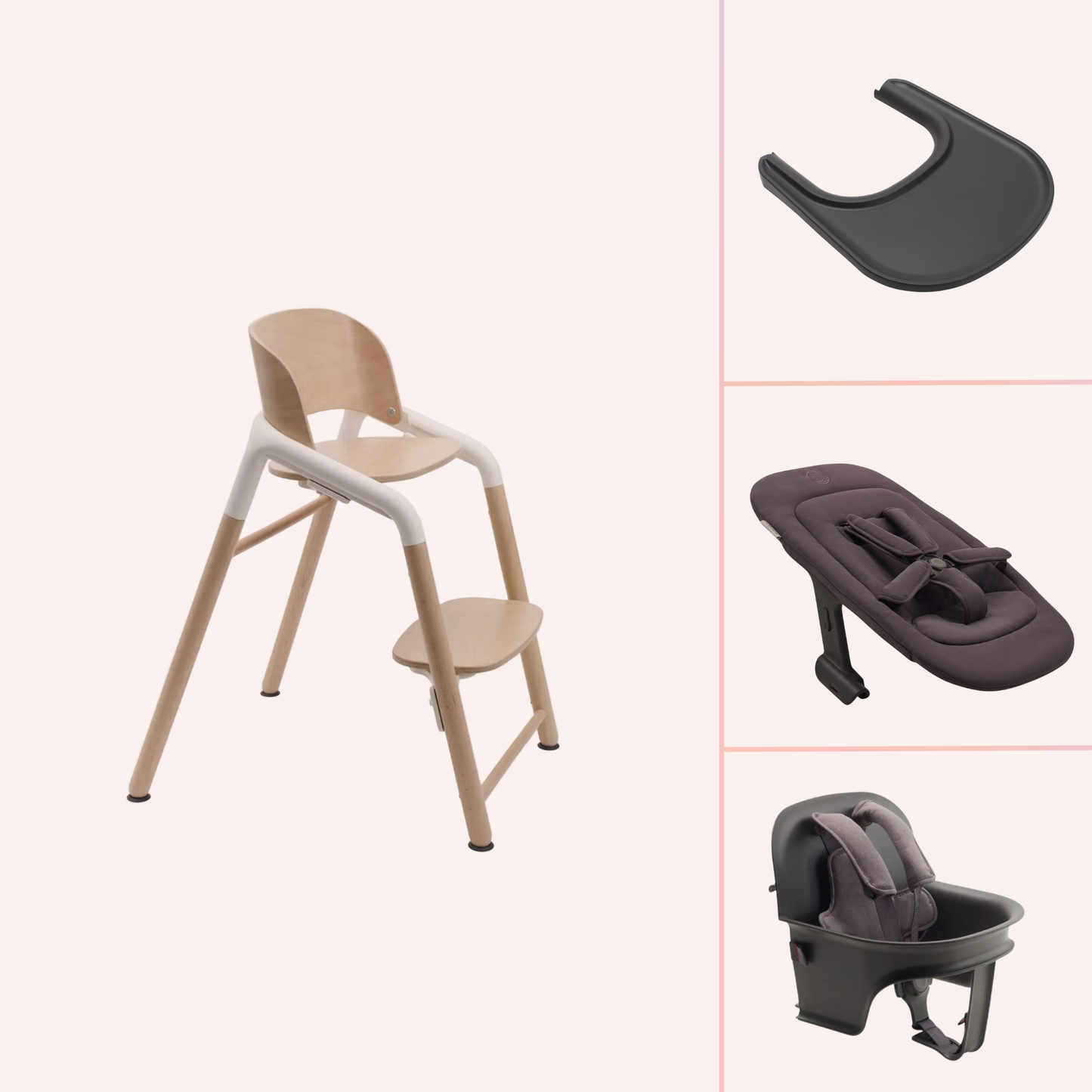 Bugaboo Giraffe Newborn to Solids Highchair Bundle - Neutral Wood/White