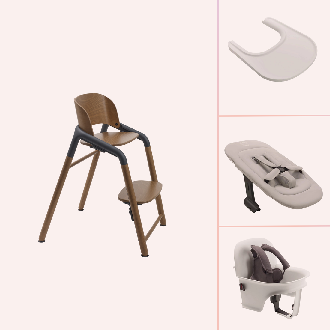 Bugaboo Giraffe Newborn to Solids Highchair Bundle - Warm Wood/Grey