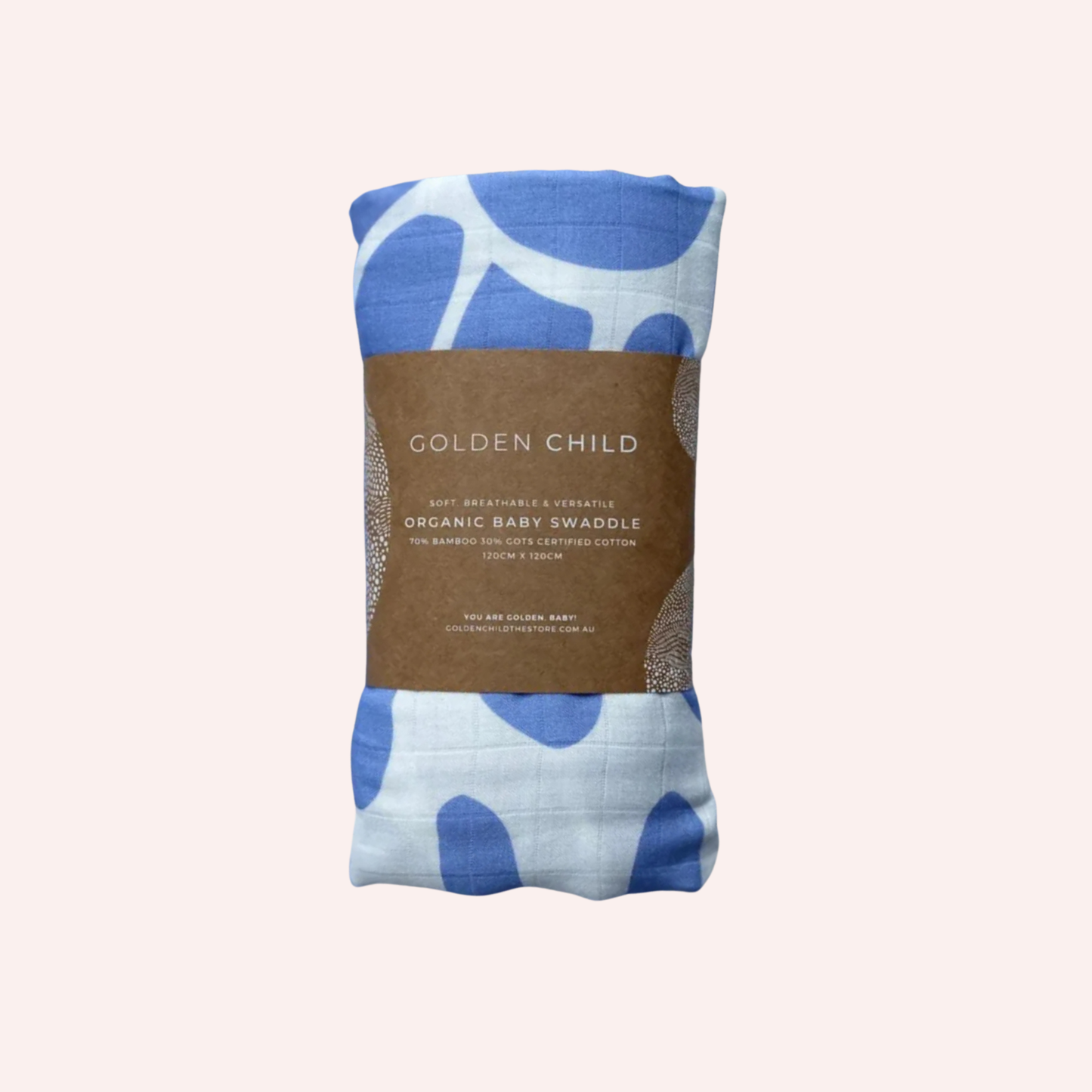 Holiday Organic Baby Swaddle - Golden Blue