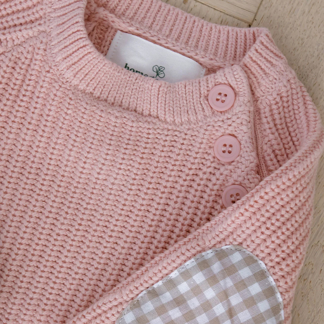 Cable Patch Sweater - Pink