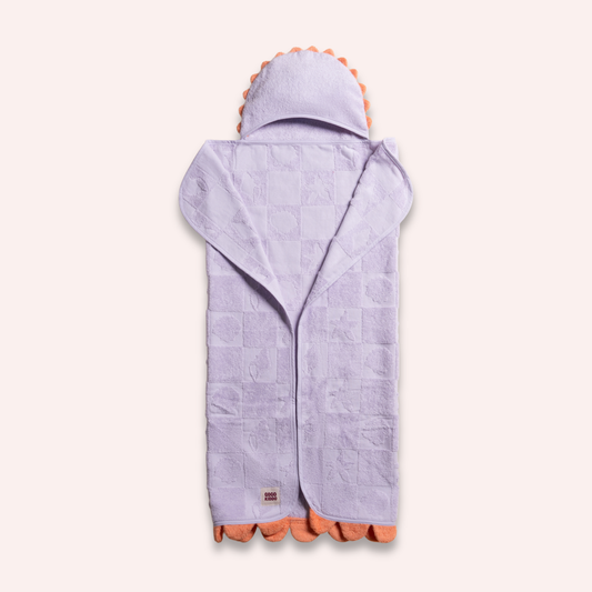 Super Soft Hooded Bath Towel and Wash Mitt Duo - Shell Lilac