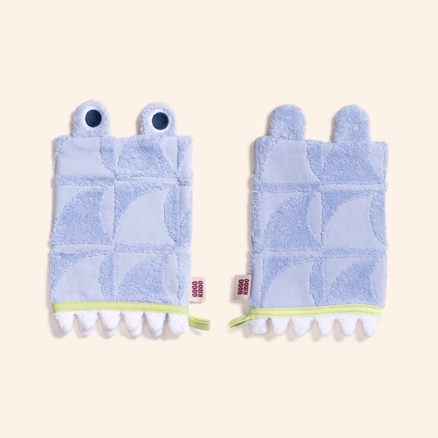 Super Soft Hooded Bath Towel and Wash Mitt Duo - Shark Periwinkle