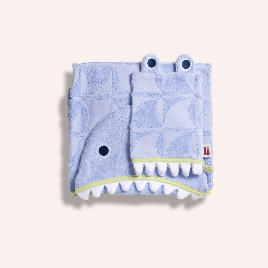 Super Soft Hooded Bath Towel and Wash Mitt Duo - Shark Periwinkle