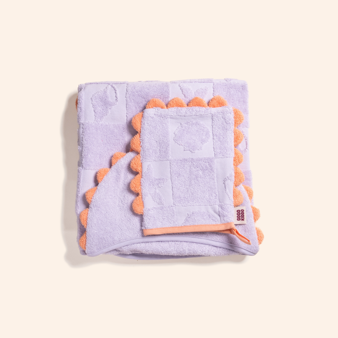 Super Soft Hooded Bath Towel and Wash Mitt Duo - Shell Lilac