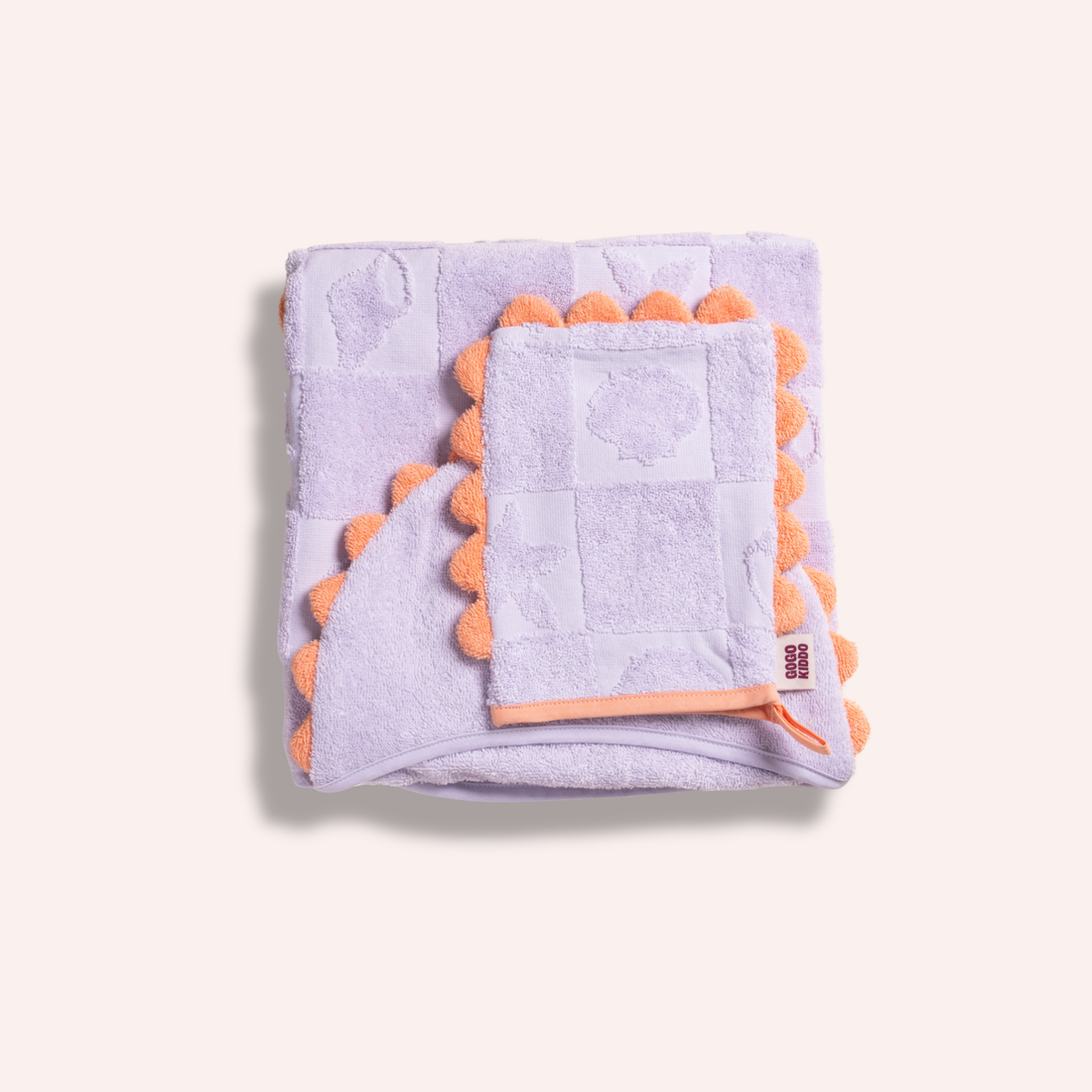 Super Soft Hooded Bath Towel and Wash Mitt Duo - Shell Lilac