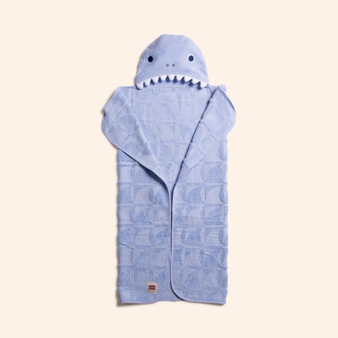 Super Soft Hooded Bath Towel and Wash Mitt Duo - Shark Periwinkle