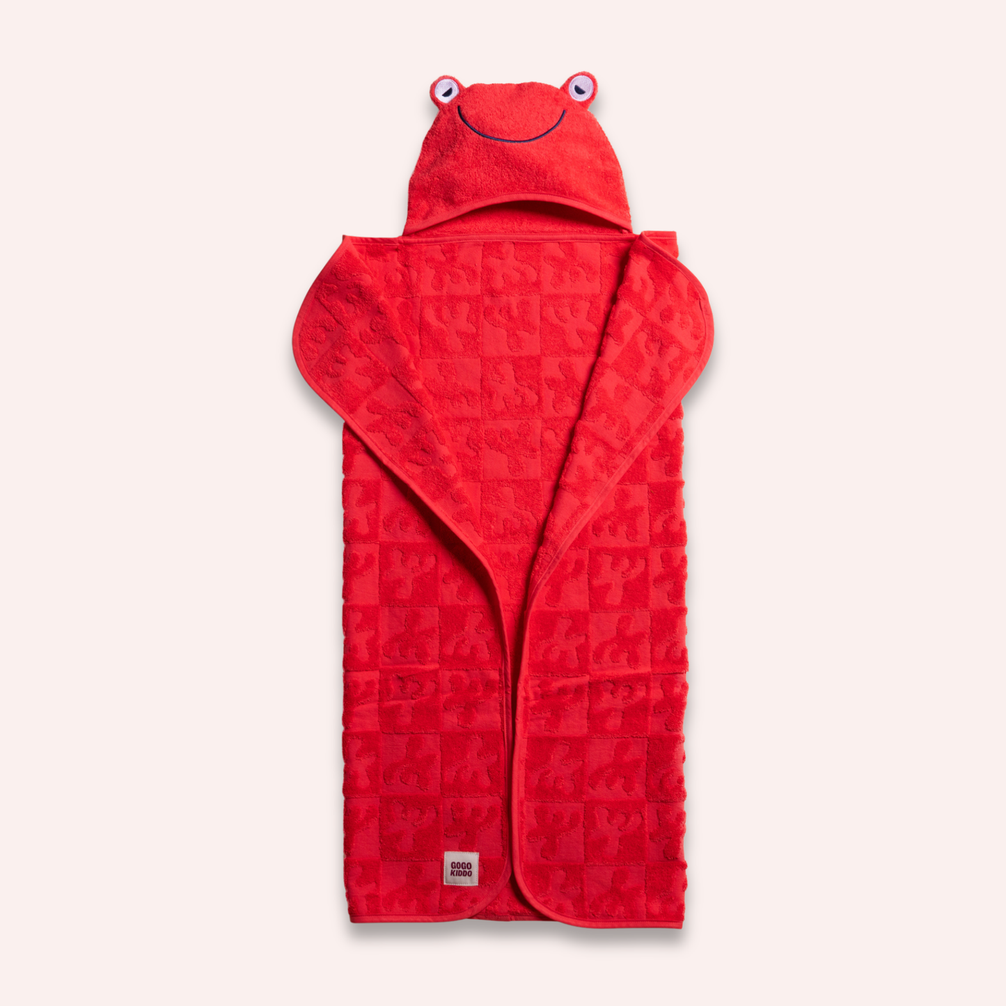 Super Soft Hooded Bath Towel and Wash Mitt Duo - Crab Red