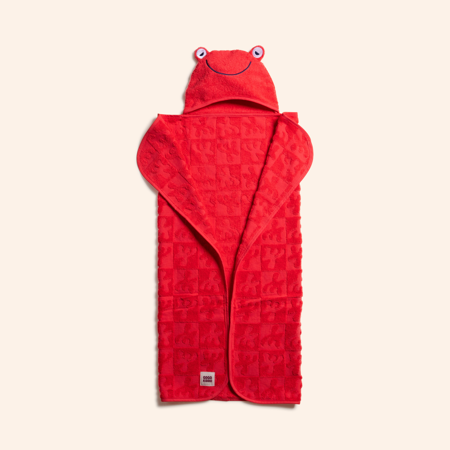 Super Soft Hooded Bath Towel and Wash Mitt Duo - Crab Red