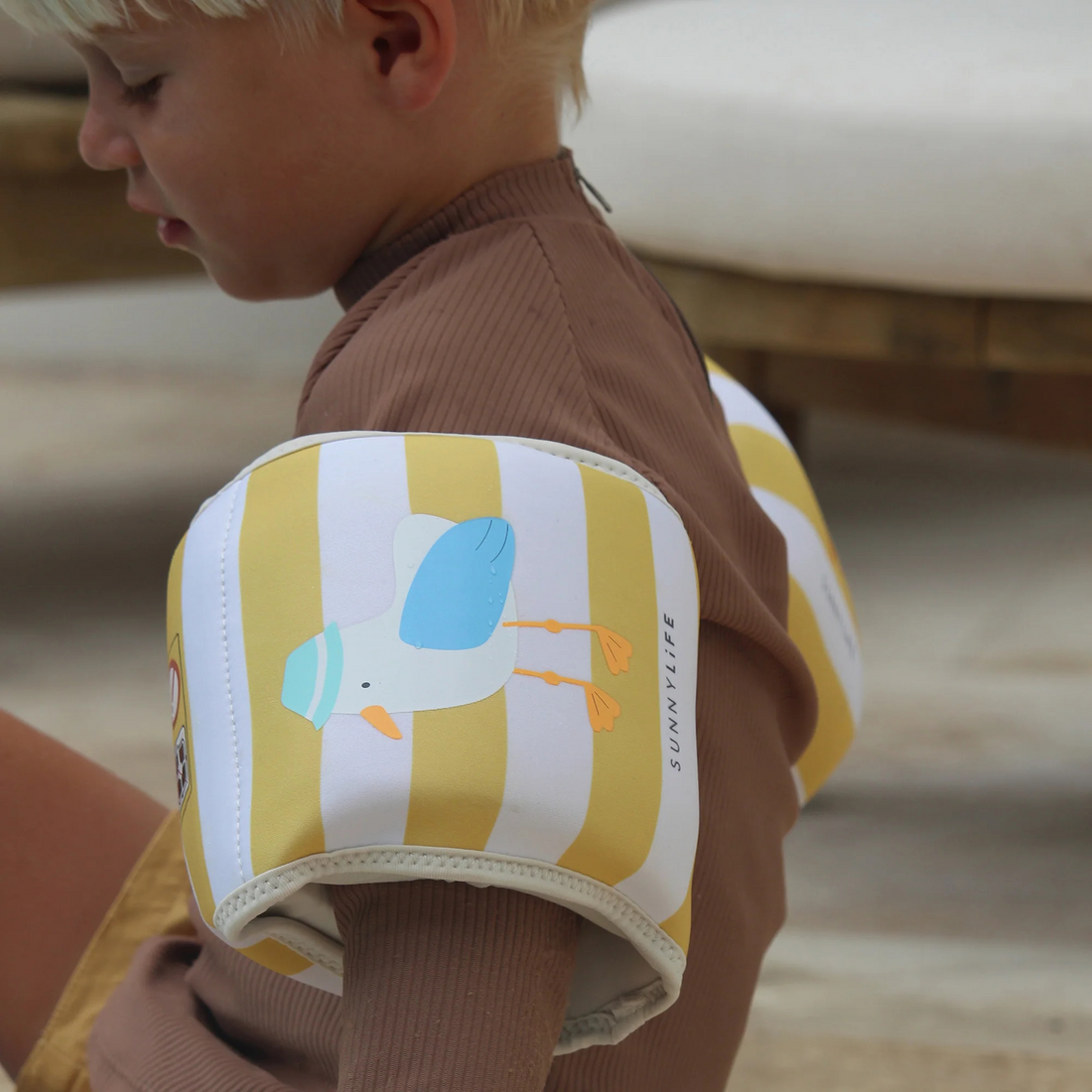 Kids Floaties - Sammy the Seagull Mustard Stripe