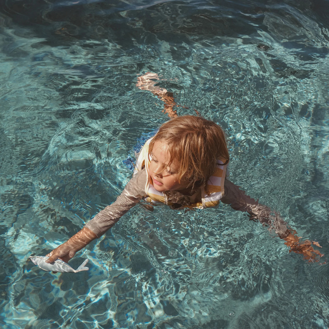 Kids Swim Vest - Sammy the Seagull Mustard Stripe
