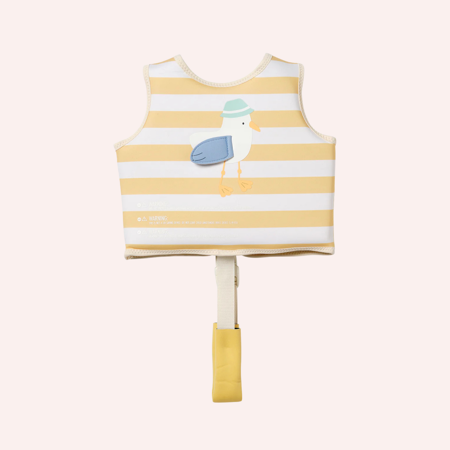Kids Swim Vest - Sammy the Seagull Mustard Stripe