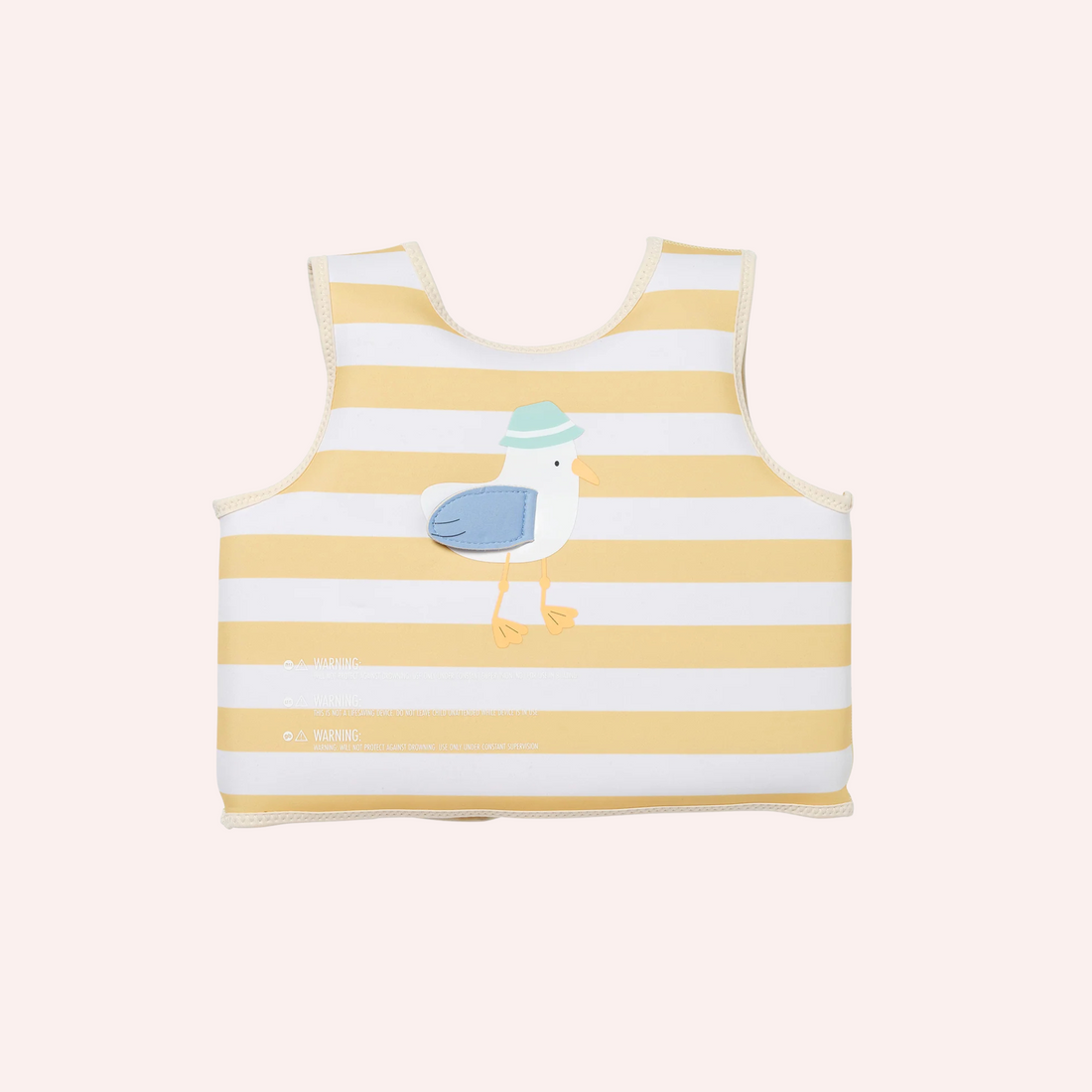 Kids Swim Vest - Sammy the Seagull Mustard Stripe