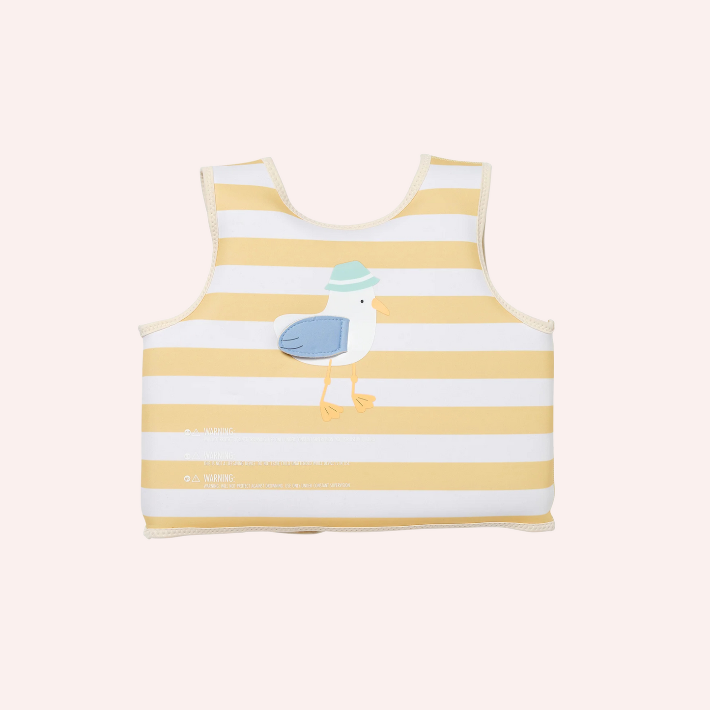 Kids Swim Vest - Sammy the Seagull Mustard Stripe