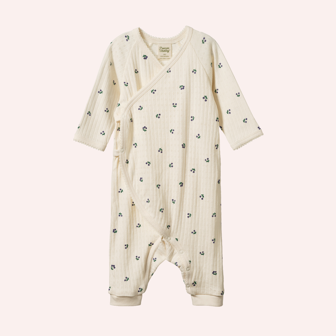 Kimono Stretch & Grow Pointelle - Winter Berry Print