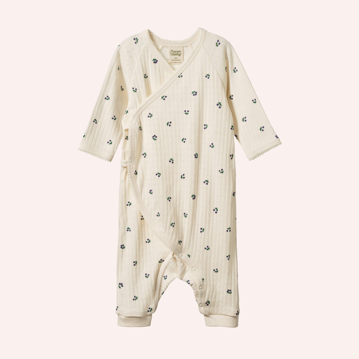 Kimono Stretch & Grow Pointelle - Winter Berry Print