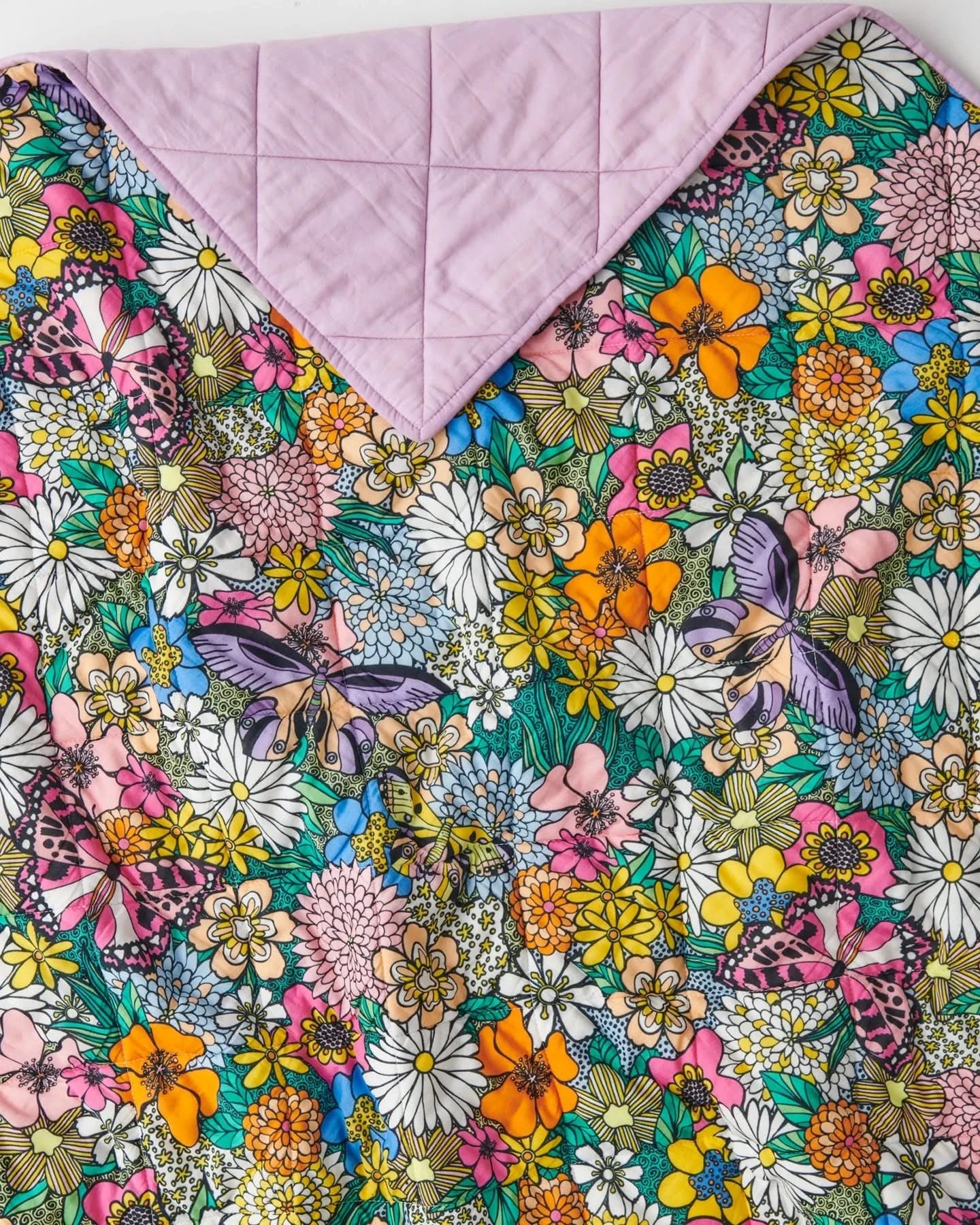 Organic Cotton Quilted Cot Bedspread Bliss Floral by Kip&Co the