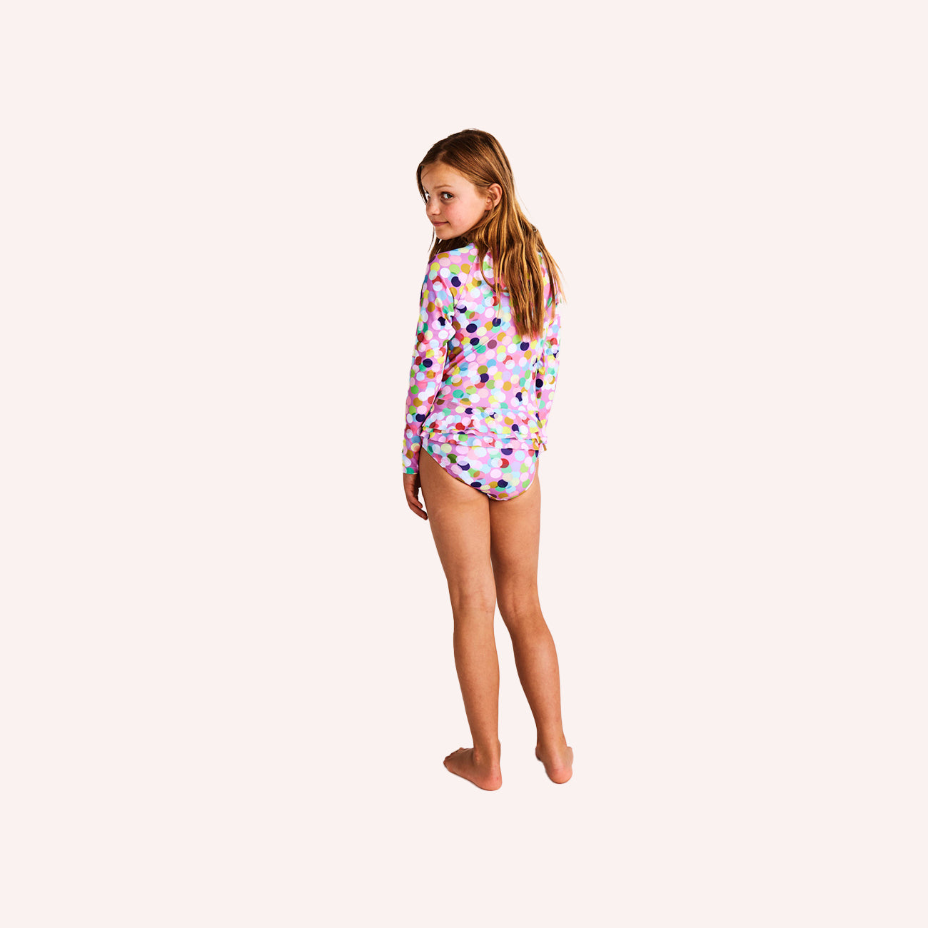 Long Sleeve Bathers - Confetti Pink