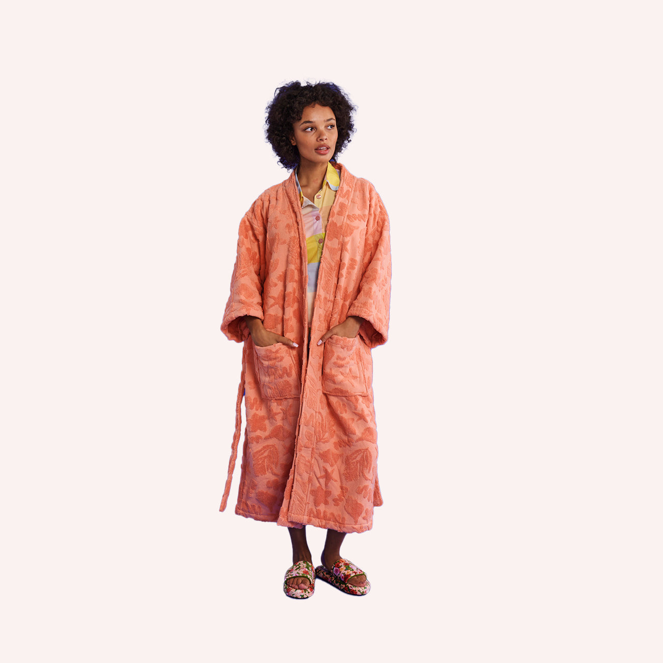 Terry Bath Robe - Peach Rock Pool - S/M