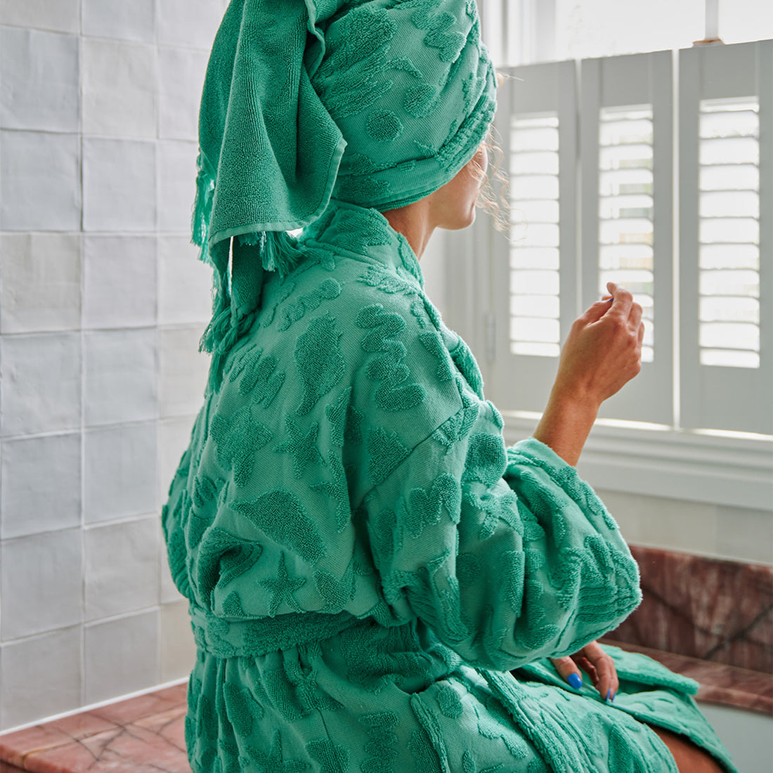 Terry Bath Robe - Jade Rock Pool - S/M