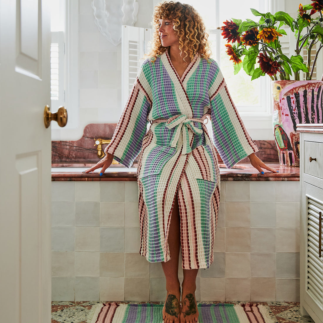 Waffle Bath Robe - Island Delight