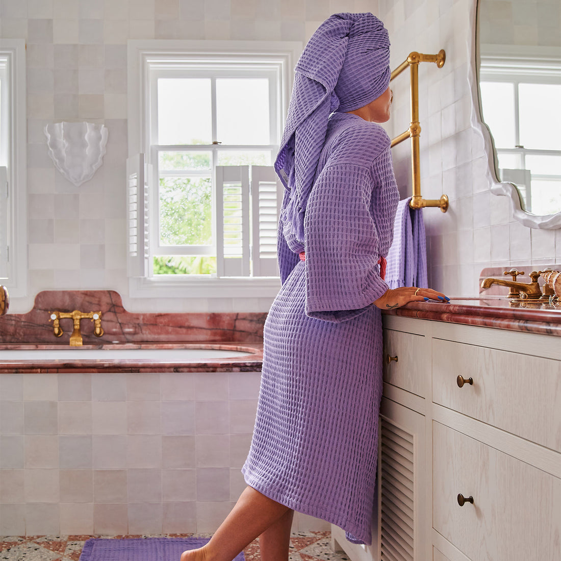 Waffle Bath Robe - Lilac