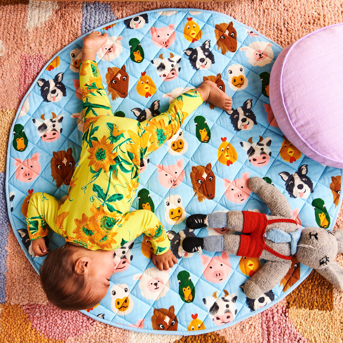 Quilted Baby Play Mat - Farm Friends - One Size