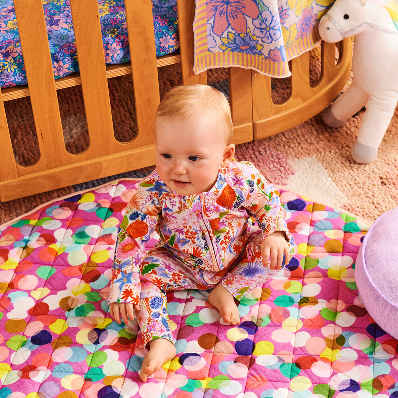 Quilted Baby Play Mat - Confetti Pink - One Size